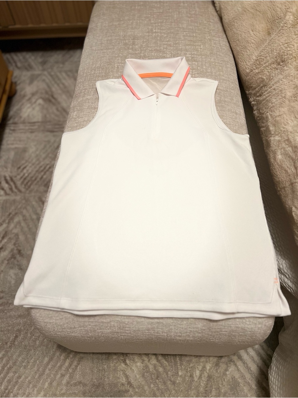 Athleta White Sleeveless Polo with Coral Trim (Golf or tennis top)